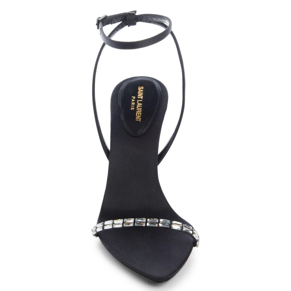 Saint Laurent Gloria Women's Crystal Heels Sandals Black Size 40.5 / US 10.5 - Picture 3 of 6